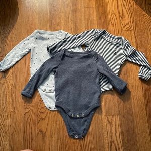 Navy and Gray Long Sleeve Baby Bodysuit Set